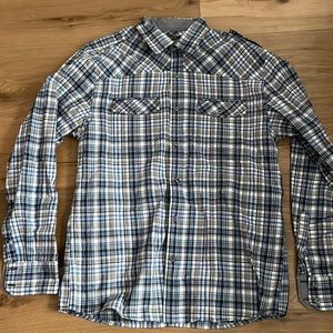 Blue and grey RW&CO dress shirt. Size large